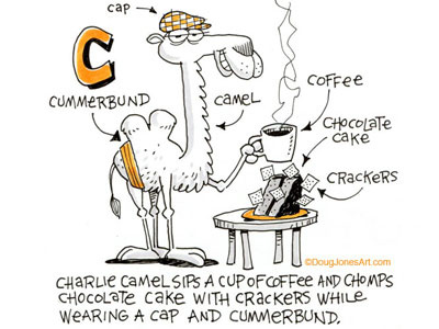 C is for Camel alphabet animal camel humor illustration