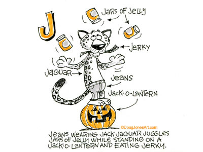J is for Jaguar alphabet animal cartoon humor illustration jaguar