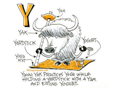 Y is for Yak alphabet animal cartoon humor illustration kidlitart yak