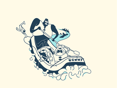 UCWWF beaver bigfoot boat fish illustration pnw race racing rafting white water