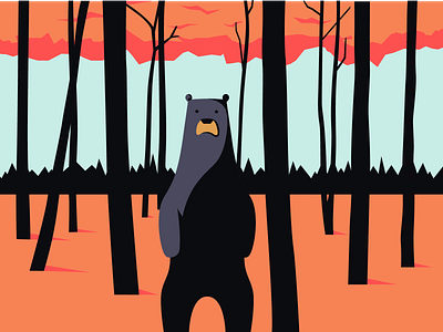 Black Bear animal bear black black bear forest illustration mountain orange trees wildlife woods