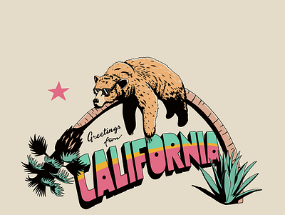 Greetings From California california design greetings illustration palm tree trees west coast