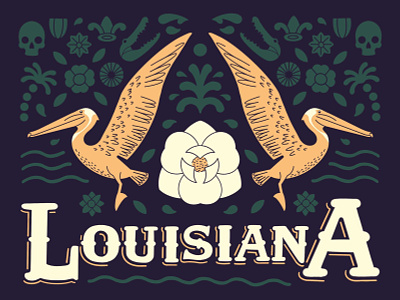 Louisiana flower gator illustration la louisiana pelican state usa welcome to