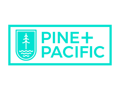 Pine And Pacific badge forest logo ocean pacific pine teal tree water waves