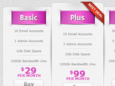 Very clean pricing table price grid pricing table web design