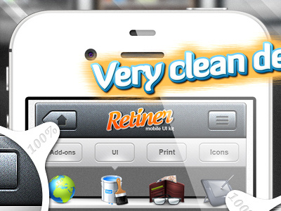 Retiner - app building UI kit released application display iphone kit mobile retina retiner shelf thumbnail ui