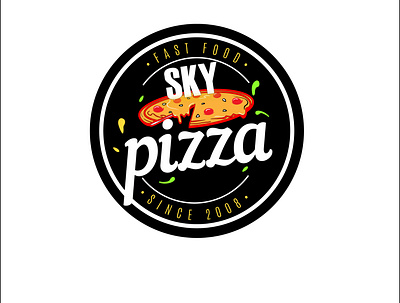 SKY PIZZA black branding design digital dribbble fast food fastfood house illustration logo minimal packaging pizza pizza logo sky typography vector yellow