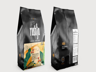 RUSHFA Coffee 002 black branding cofe coffee creative design house illustration minimal mockup packaging vector