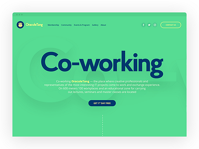 Co-working space concept coworking design kosov landing minimal website