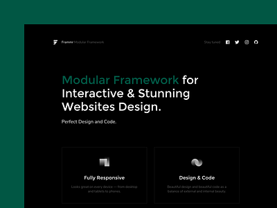 Modular framework for Interactive and stunning websites design. black design framework frammr interactive kosov minimal module product sketchapp ui ux website