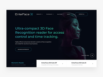 EnterFace 3D Website Design black branding design enterface 3d face id kosov minimal ui ux website