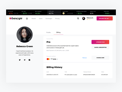 Billing page design and UX