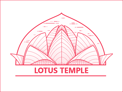 Lotus Temple building city flat illustration india landmark lotus temple new delhi vector
