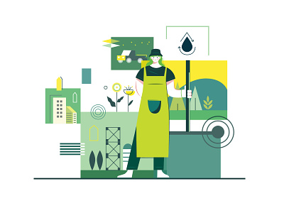 Waste cooking oil recycling project creative design green illustration infographic ui visual