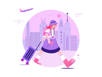 I want to go a trip ✈️ creative design girl illustration infographic modern practice travel trip vector visual
