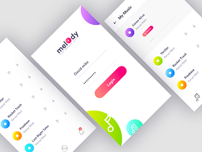 Musicmobileapp colourful design. illustration music app music mobile app: uxui design web design