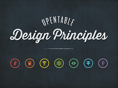 OpenTable Design Principles blackboard chalkboard circles colorful icons opentable rainbow retro script thirsty script typography vintage