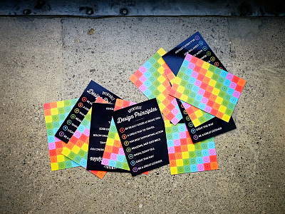 OpenTable Design Principles Cards blackboard cards circles colorful icons opentable postcards print rainbow retro script vintage