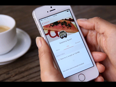OpenTable iOS app booking flow (GIF) redesign booking gif dining flat red animated opentable ios flow walk through ios7