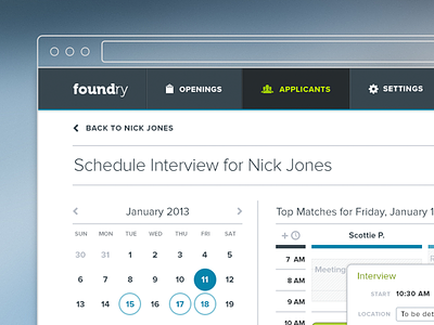 Foundry Hiring scheduler web app