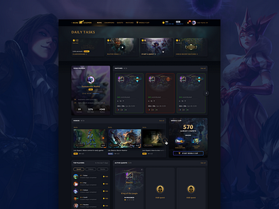 Dashboard for Morelegends dashboad league of legends leagueoflegends morelegends ui ux user