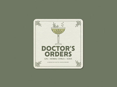 House Shrub Doc Recipe branding branding design coaster design cocktails prohibition recipe