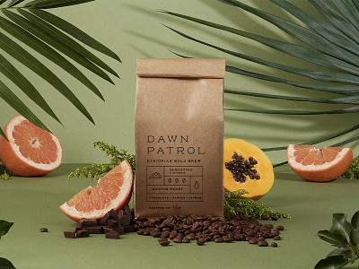 Dawn Patrol Packaging coffee design packaging tropical