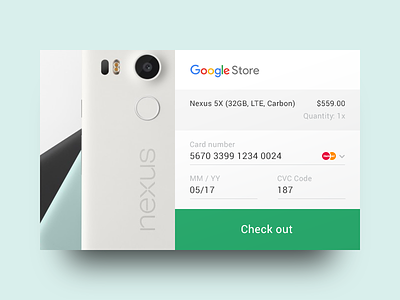 DailyUI 002 — Credit card check out nexus googlestore checkout creditcard dailyui
