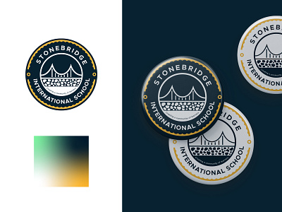 Stonebridge Badge badge badge logo branding color design gradient illustration logo logotype mark minimal school logo vector
