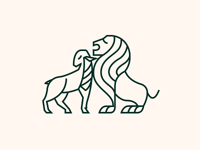 Lion & Lamb Logo Mark brand identity branding design illustration lamb line art lion lion logo logo logo badge logodesign logomark minimal minimalist logo symbol vector