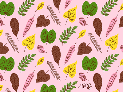 Pink Autumn adobe illustrator digital illustration illustration leaves nature pattern