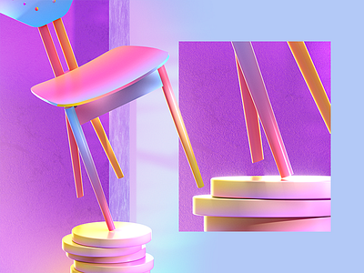 Colored Chair c4d concept creative octane render vector vray