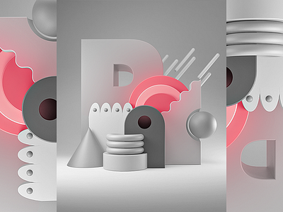 B-Pink branding c4d cgi concept creative design illustration render ui vector vray