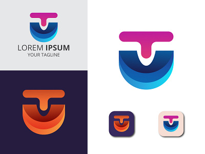 Letter T+U modern logo design