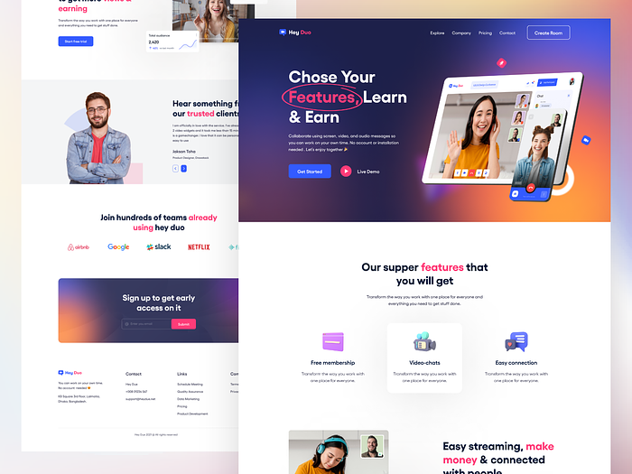 Hey Duo || Video Conference Website Landing Page by Arman Hossain for ...