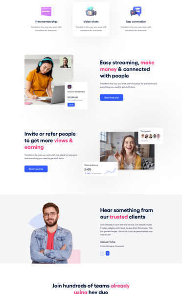 Hey Duo || Video Conference Website Landing Page by Arman Hossain for ...
