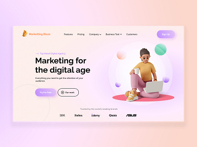 Business Marketing Agency Web UI Design agency design studio digital agency elegant marketing agency minimal ui online marketing promotion social social media ui design ux design web design