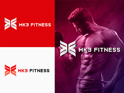 MK3 Fitness logo design concept. abstract branding company logo design fitness gym illustration logo logodesign logos minimalist red redesign vector