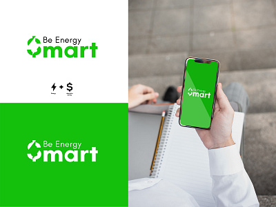 Be energy smart logo abstract branding design doller electric energy green illustration logo logodesign logos minimalist vector