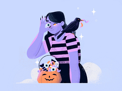 Trick or Treat candy character cute fall halloween halloween candy holiday illustration october procreate raven spooky trick or treat
