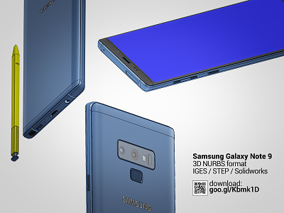 Samsung Note 9 - 3D NURBS model available 3d 3d cad 3d model iges model note 9 nurbs samsung samsung note 9 solidworks step