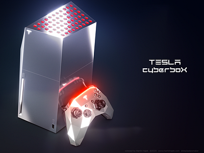 Tesla CyberboX gaming console concept concept console cyber cyberbox cybertruck design elon musk gaming hajek microsoft playstation ps4 ps5 sony tesla x box xbox