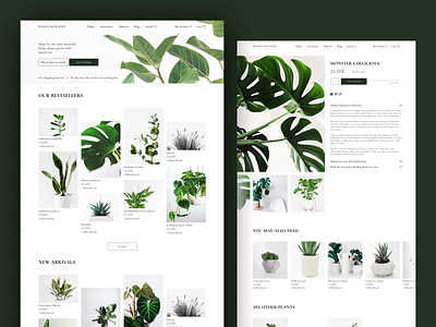 House plants :: online store clean ui design desktop desktop design ecommerce shop figma figmadesign homepage layout minimal online shop online store product page shop ui web design webdesign website white whitespace