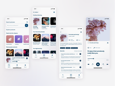 Mobile podcast player - concept app app design cleanui figma figmadesign layout lightmode mobile mobile app mobile design player podcast ui uxui