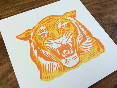 Tiger letterpress tiger