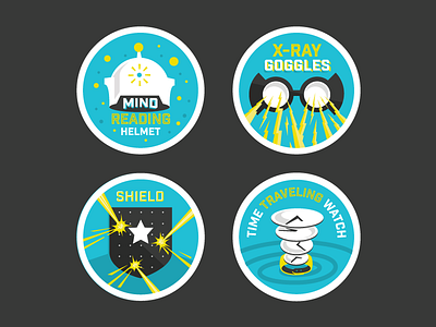 Superhero Stickers badges icons illustration