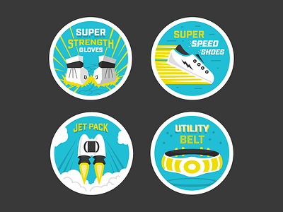 Superhero Stickers 2 badges icons illustration stickers