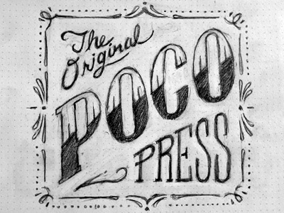 Poco lettering letterpress sketch