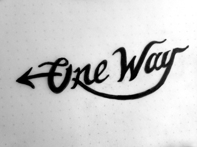 One Way lettering letterpress sketch