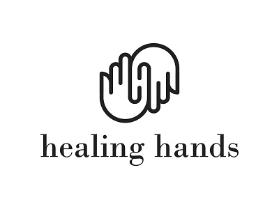 Logo for "healing hands" branding design flat hands icon illustration illustrator lettering letterlogo logo logo design logodesign logotype logotypes minimal negative space logo sketch symbol typhography vector